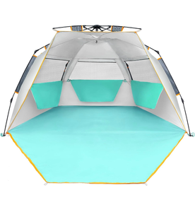 lot 354 image: WolfWise Instant Beach Tent, Easy Setup Sun Shelter, Zipper Door 3-4 PersonPopup Sunshade with UPF 50 Protection no Assembly, Pop Up Half Sun Shade Wind Resistant, Family Size - Retail $59
