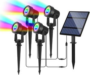 lot 2404 image: T-SUN 4-in-1 Color Changing Solar Spot Lights Outdoor,RGB Solar Spotlights
