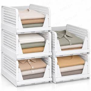 lot 2413 image: $60 SNSLXH Closet Organizers and Storage, 5 Pack Stackable Closet Bins