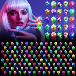 lot 2414 image: $55 Party Favors 200 Pcs Light Up Rings 6 Styles Glow in the Dark LED Rings