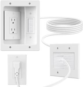 lot 2439 image: In-Wall Cable Concealer Kit with Brush Wall Plate, 2-Gang 9ft Pass-Through
