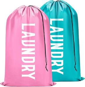 lot 2444 image: Fiodrimy 2-Pack XL Travel Laundry Bag, Holds 4 Loads, PinkBlue, 24x36