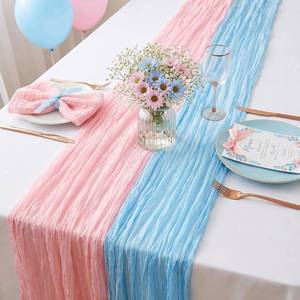 lot 2474 image: Gilprop 2 Pcs Pink and Blue Gender Reveal Table Runner 35 x 120