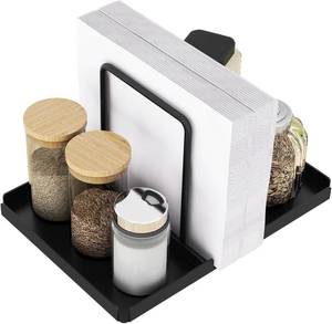 lot 2481 image: Napkin Holder for Table with Salt and Pepper Shakers Caddy, Black