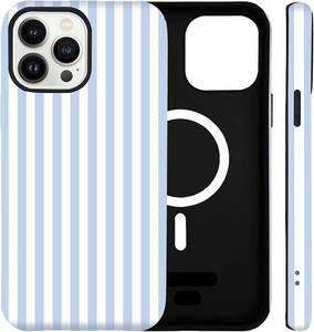 lot 2482 image: Magnetic Striped Phone Case for iPhone 1212 Pro, Blue and White