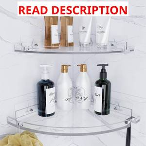 lot 2491 image: Acrylic Shower Shelves, Adhesive Caddy Organizer, Clear, No Drilling, 2-Pac