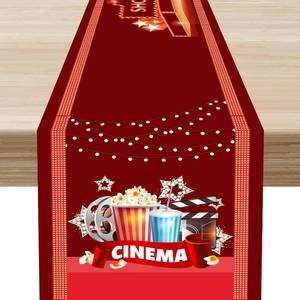 lot 2495 image: Movie Night Table Runner - Retro Movie Theme, 13x36 inch, IndoorOutdoor