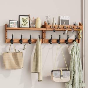 lot 2496 image: $50 Evermagin 35 Coat Rack Wall Mount with Shelf & 13 Hooks, Entryway, Bro