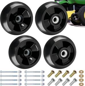 lot 2505 image: CheeMuii 4Pack AM125172 Lawn Mower Deck Wheels with Full Set Bolts Bushings