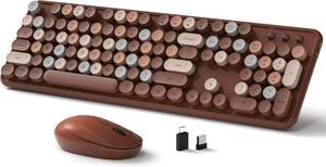 lot 2525 image: Links9 Colorful Wireless Keyboard and Mouse Combo (Coffee Colorful)
