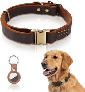 lot 2547 image: Genuine Leather Dog Collar, Alloy Buckle, Hand-Stitched, Dark Brown