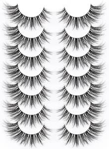 lot 2549 image: Kiromiro False Eyelashes with Clear Band Faux Mink 3D Volume Wispy 7 Pairs