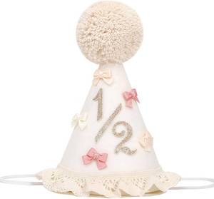 lot 2554 image: Bow Half Birthday Hat for Girls-Boho 12 Birthday Hat, Six Months Cake Smas