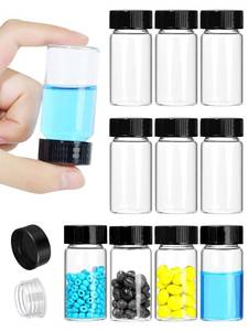 lot 2566 image: 20ml Clear Small Glass Vials with Screw Caps for Essential Oil, 10 Pcs