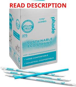 lot 2569 image: phade Phade 7.75 inch Jumbo Compostable Biodegradable Straws, 375 Count
