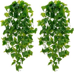 lot 2578 image: BLEUM CADE Fake Hanging Plants, 2pcs Pothos Vines for Wall Indoor Decor