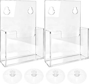lot 2579 image: 2 Pcs Clear Acrylic Brochure Holder with Suction Cups, Wall-Mount Display