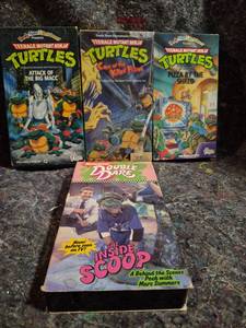 lot 1 image: Teenage Mutant Ninja Turtles VHS Lot 4-Tape Set Attack Big Macc Case Killer Pizzas Pizza Shred Double Dare
