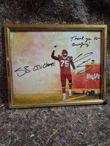 lot 50 image: Kansas City Chiefs #75 Signed Framed Photo SB LIV Champs - Not Authenticated