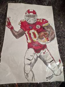 lot 51 image: Tyreek Hill Kansas City Chiefs Amateur Artwork - Signed