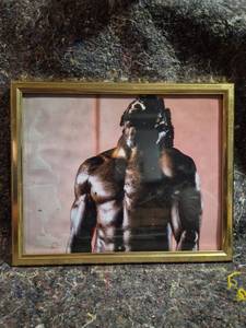 lot 55 image: Framed Portrait Print Male Figure Pink Background - Tyreek Hill