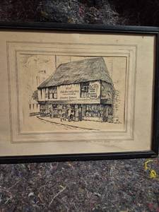 lot 145 image: Old Curiosity Shop Immortalized by Charles Dickens Framed Print London - Print or Lithograph