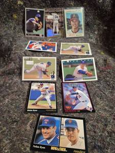 lot 201 image: Nolan Ryan Baseball Card Lot 10 Cards Rangers Angels Mets