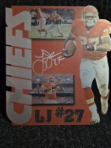 lot 227 image: Signed Football Player #27 Die-Cut Card LJ - Not Verified But Appears to be Signed with a Sharpie