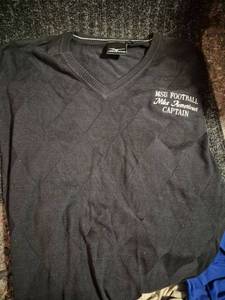 lot 234 image: Mizuno MSU Football Mike Armentrout Captain V-Neck Sweater - Good Condition