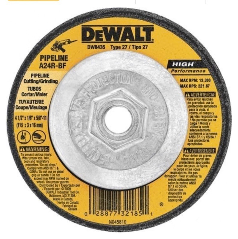 lot 9 image: Bundle of 5 DeWalt DW8435 4-12 X 18 X 58-11 Pipeline Cutting Wheel