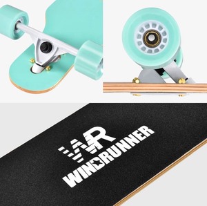 lot 7 image: Windrunner 41inch Freeride Longboard Skateboard,8-Ply Natural Maple Drop Through Freestyle Complete Skateboard Cruiser Pintail for Cruising,Carving,Free-Style and Downhill with T-Tool