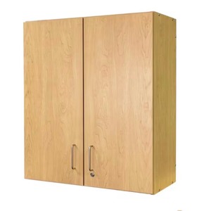 lot 51 image: 30 in. W x 36.5 in. H 3-Level Wall Storage Cabinet with Adjustable Shelf (Maple) Retails $97