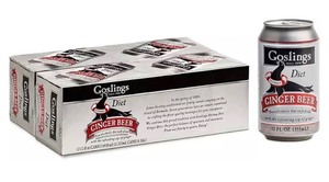 lot 37 image: Goslings Diet Ginger Beer Cans of 12 fl oz Each  Ginger Beer Sugar Free For Moscow Mule And Mixers For Alcoholic Drinks (24)