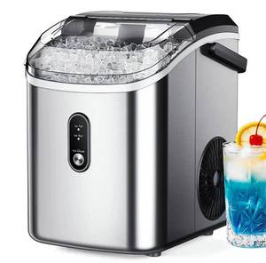 lot 4 image: Euhomy 34 Lbs Portable Nugget Ice Maker with Self-Cleaning stainless steel  - Retail $261