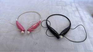 lot 755 image: Bluetooth Sports Neckband Earphones Set - Pink and Black