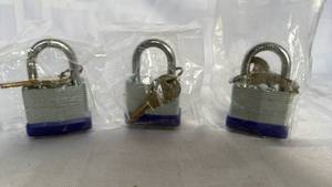 lot 789 image: Set of 3 Laminated Steel Padlocks with Keys