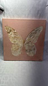lot 797 image: Gold Foil Butterfly Canvas Art