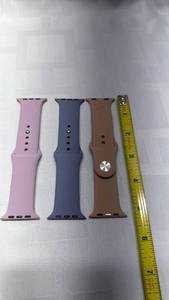 lot 812 image: Apple Watch Band Set - Pink, Navy Blue, and Tan 40mm 41mm 42mm