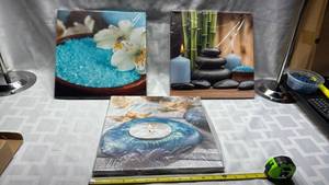 lot 825 image: Zen Spa Wall Art Print with Bamboo and Stones