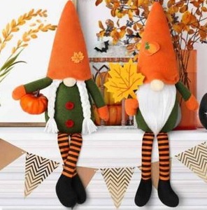lot 10069 image: Set of Two Autumn Gnome Decorative Figures