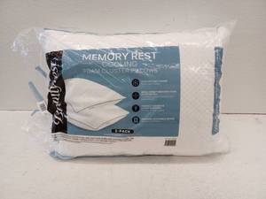 lot 10136 image: Beautyrest Memory Foam Cluster Pillows 2-Pack, Queen