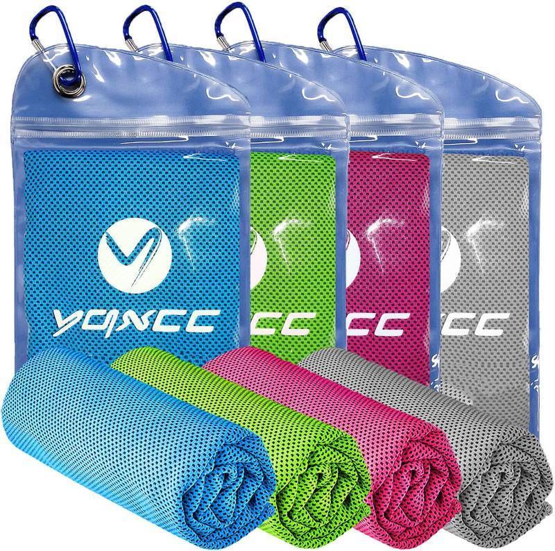 lot 67729 image: YQXCC Cooling Towels  4 Pack 40x12  Cool Cold for Neck and Face  Microfiber Soft Breathable Chilly  for Sport, Yoga, Golf, Gym, Camping, Running, Workout & More Activities