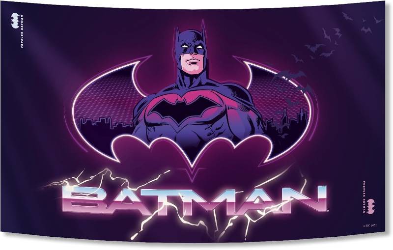 lot 67530 image: OtRainbow Tapestry Wall Hanging - 150x90cm Officially Licensed Gotham City Superhero Backdrop Wall Decor for Bedroom, Living Room, Outdoor Camping & Parties.