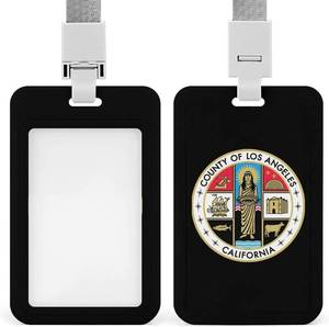 lot 68189 image: County of Los Angeles ID Badge Holder Name Tag Card with Neck Lanyard for Men Women