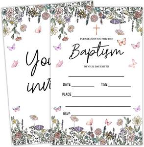 lot 68191 image: Floral Butterfly Birthday Party Invitation, Spring Birthday Invitation, Birthday Invites for Girls, 4 x 6 Inches Fill In Style Invitations with Envelope, Spring Birthday Party Decorations-TB658