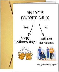 lot 68209 image: 5.3 inches x 8 inches Funny Fathers Day Card for Dad Stepdad Grandpa, Am i your favorite child fathers day card,Hilarious Fathers Day Cards Gift from Son Daughter Grandson Granddaughter