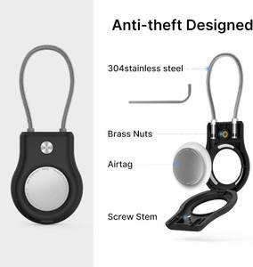 lot 68220 image: Air tag Holder,Air tag Keychain with Secure Lock,Air Tags Case with Wire Cable for Apple Airtag,Anti-Lost Protective Case with Keyring for Luggage, Key, Pet, Bag, Black