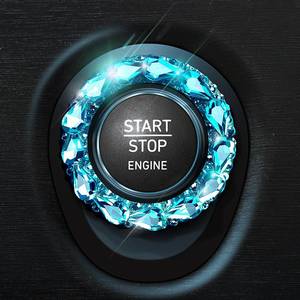 lot 68226 image: Bling Car Accessories for Wowen,Car Engine Start Stop Button Cover, Shiny Crystal Rhinestone Cover Protection Ring(Gem Blue)
