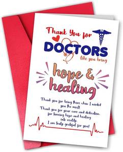 lot 68266 image: 8 x 5.3 inches Thank You Doctor Card, Doctor Appreciation Cards for Physician Surgeon Specialist, Medical Healthcare Hero Gratitude Card with Red Pearl Envelope, National Doctors Day Gift