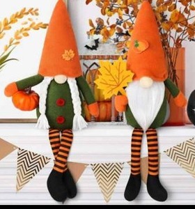 lot 11773 image: Set of Two Autumn Gnome Decorative Figures
